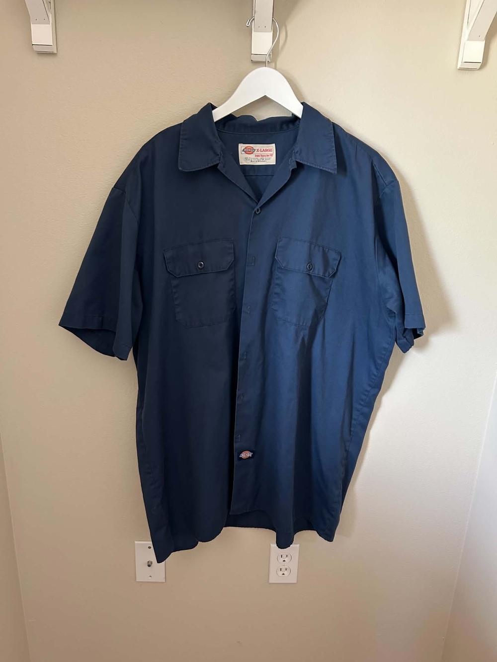 Dickies Men’s Short Sleeve Button-Down Shirt - Navy Blue